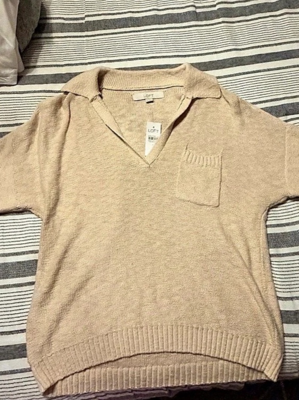 LOFT Beige Crew Neck Sweater